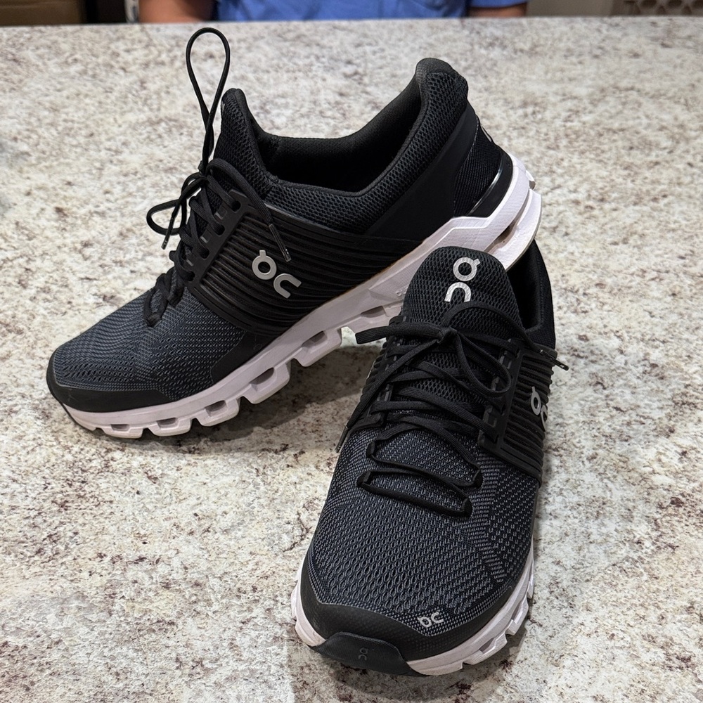 OnCloud Charcoal and White Athletic Shoes